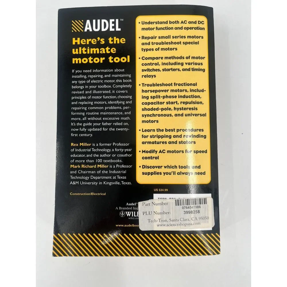 Electric Motors All New 6th Edition Audel Rex‎ Miller Wiley pb